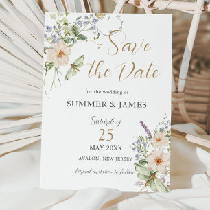 Save The Date Pastel Fleur sauvage Jardin Délicat Mariage Floral