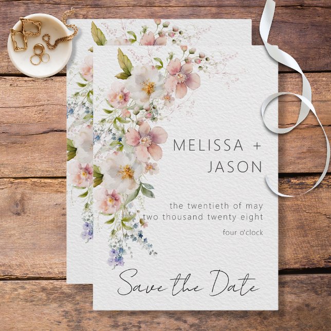 Save The Date Pastel Floral Mariage moderne (Créateur téléchargé)