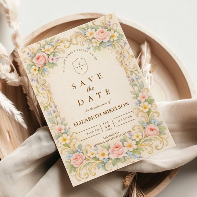 Save The Date Pastel Garden Baroque Quinceañera (Créateur téléchargé)