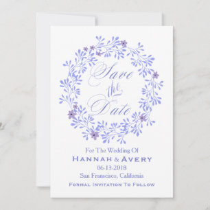 Save The Date Pastel Lavender Floral Wreath "Enregistrer La Date