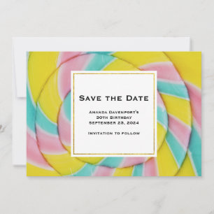 Save The Date Pastel Rainbow Spiral Candy