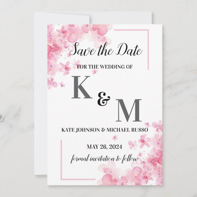 Save The Date Pastel Rose Simple Abstrait Minimal (Devant)