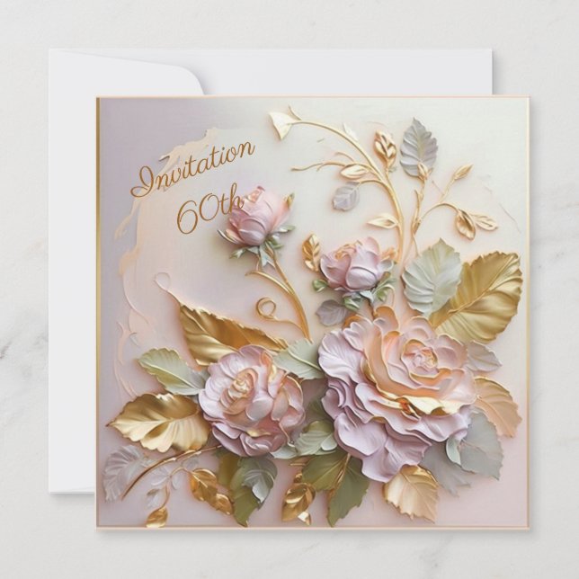Save The Date Pastel Rosegold Rose 60e (Devant)