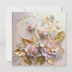 Save The Date Pastel Rosegold Rose sculptés 50e