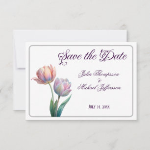 Save The Date Pastel Tulip Mariage Suite Typographie élégante