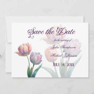 Save The Date Pastel Tulip Mariage Suite Typographie élégante