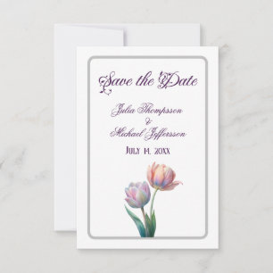 Save The Date Pastel Tulip Mariage Suite Typographie élégante