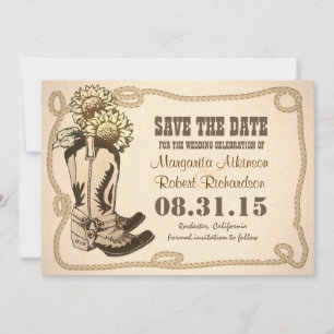 Save The Date pays de chaussures de cow-boy à l'exception des ca