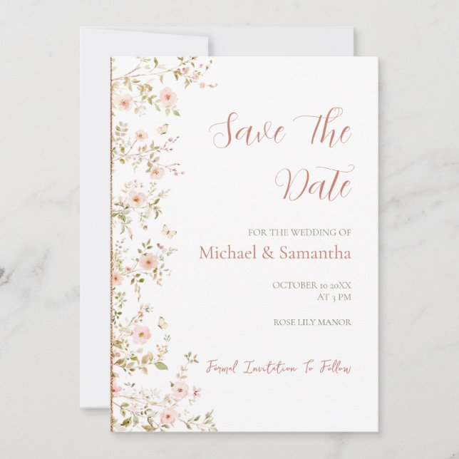 Save The Date Pays de la Rose Sauvage Mariage (Devant)