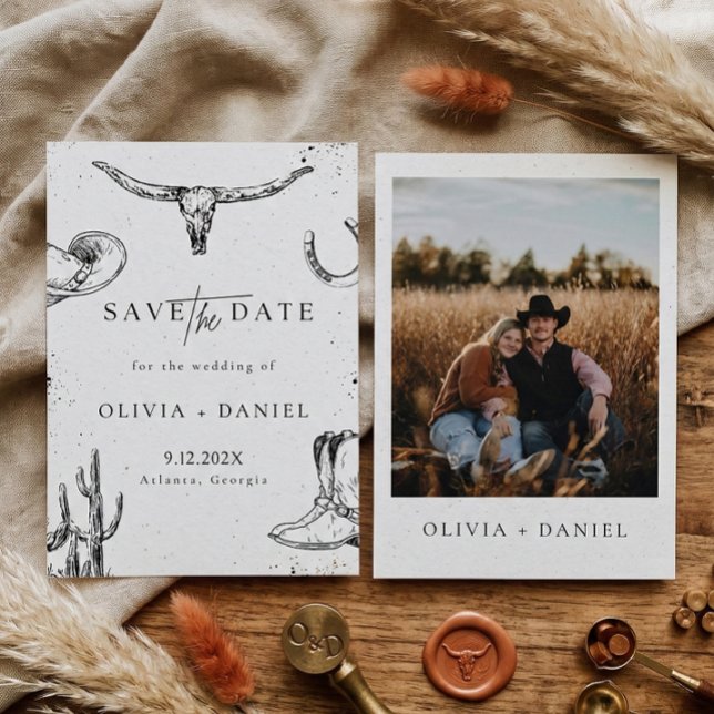 Save The Date Pays du désert occidental cowboy Photo Enregistrer (Créateur téléchargé)