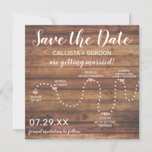 Save The Date Pays Rose Gold Rustic Wood Timeline Mariage