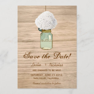 Save The Date Pays Rustic Mason Jar Hydrangea Enregistrer la dat