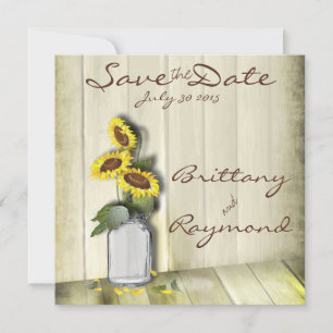 SAVE THE DATE PAYS RUSTIQUE MASON JAR AVEC DES SOUFFRES