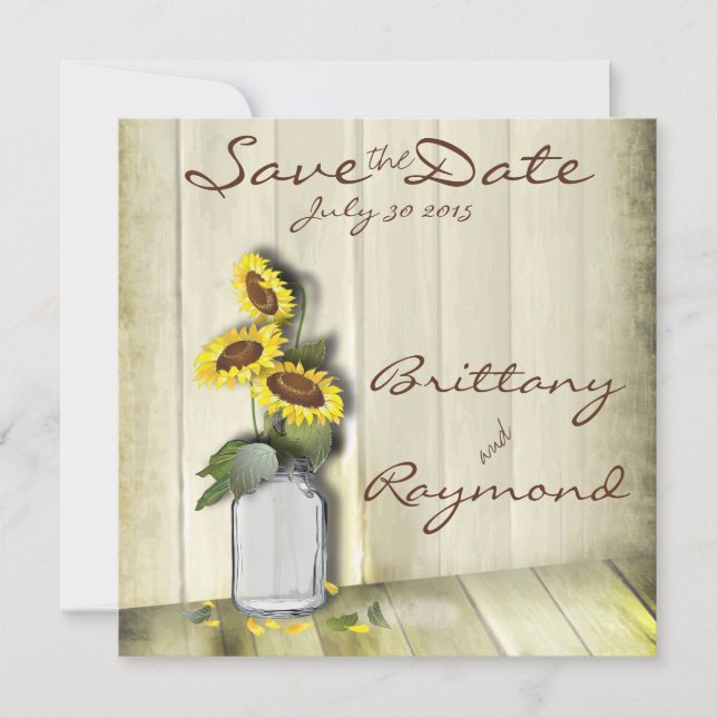 SAVE THE DATE PAYS RUSTIQUE MASON JAR AVEC DES SOUFFRES (Devant)
