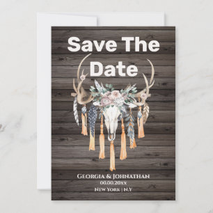 Save The Date Pays tribal de Boho floral antler cerf