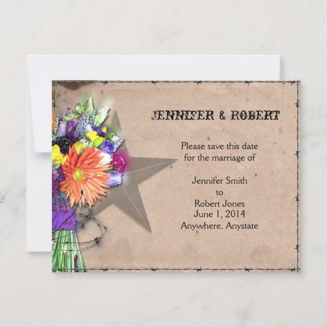 Save The Date Pays Western Barbed Wire Enregistrer la date (Devant)