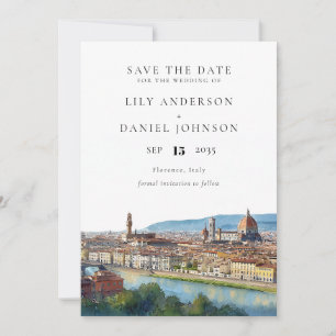 Save The Date Paysage de Florence Aquarelle Élégant Mariage