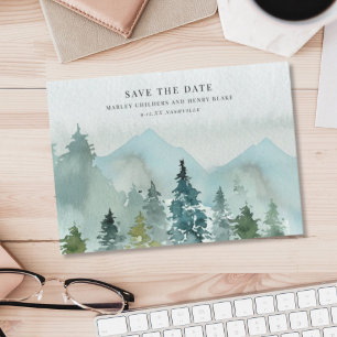 Save The Date Paysage de montagne serein Mariage aquarelle