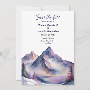 Save The Date Paysage des montagnes couvertes de neige mariage