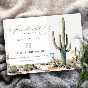 Save The Date Paysage du désert de Boho Cactus de l'Ouest