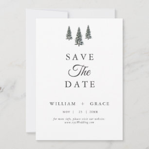 Save The Date Paysage hivernal élégant Flocons de neige mariage