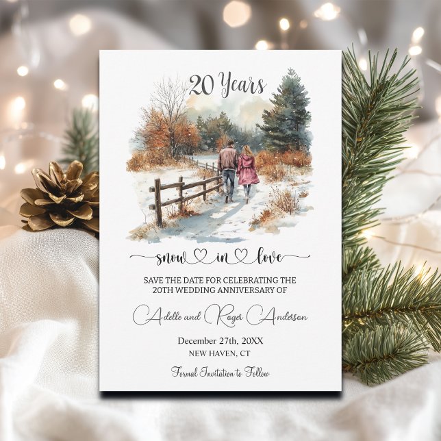 Save The Date Paysage hivernal romantique pour les 20 ans de mar (Créateur téléchargé)