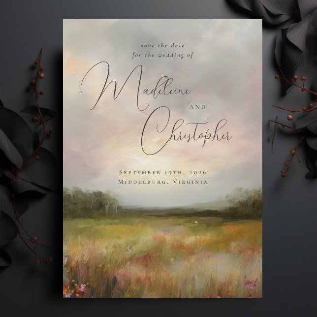 Save The Date Paysage Peinture Fleur sauvage été Meadow Photo (Créateur téléchargé)