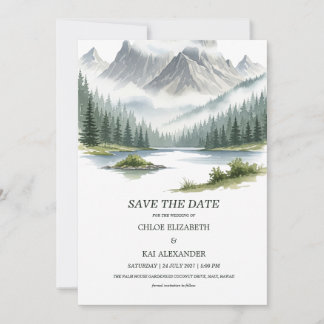Save The Date Paysage Rustique de Montagne de la Forêt Sauvage S