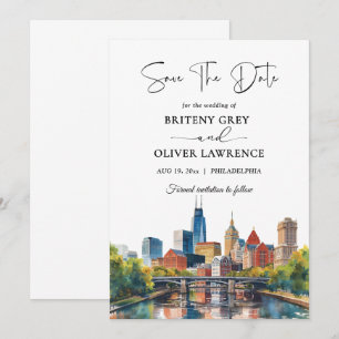 Save The Date Paysage urbain de Philadelphie Pennsylvanie à l'aq