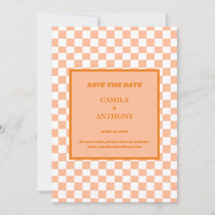 Save The Date Peach Fuzz Orange À damiers En vichy Motif