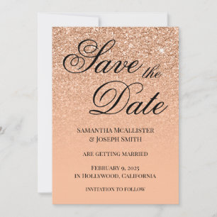 Save The Date Peach Glitter Gradient