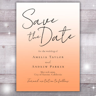 Save The Date Peach Orange Fuzz Élégant Script minimaliste moder