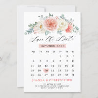 Peach Pastel Pink Floral Calendrier mi-été