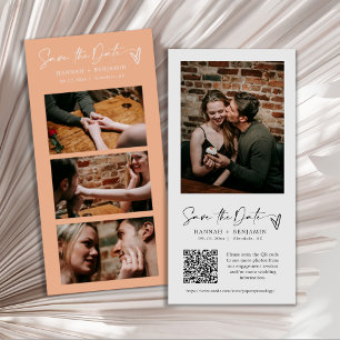 Save The Date Peach Photo Boot Strip QR Code