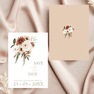 Save The Date Peach Rustic Terracotta Verdure Mariage Floral