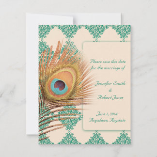 Save The Date Peacock Feed sur Carrelage marocain Turquoise