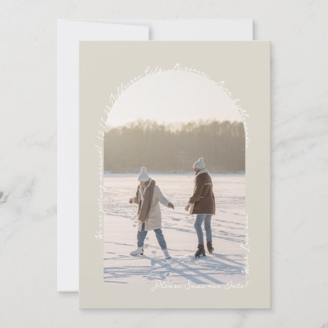 Save The Date Pearl Shimmer manuscrit Élégant Simple Moderne (Devant)