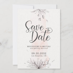 Save The Date Pêche & gris floral romantique mariage élégant