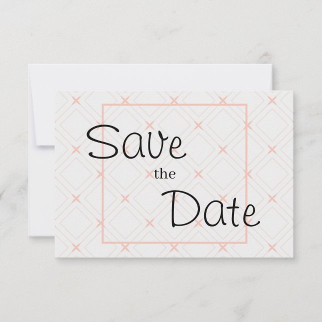 Save The Date Pêche pastel et géométrique crème (Devant)