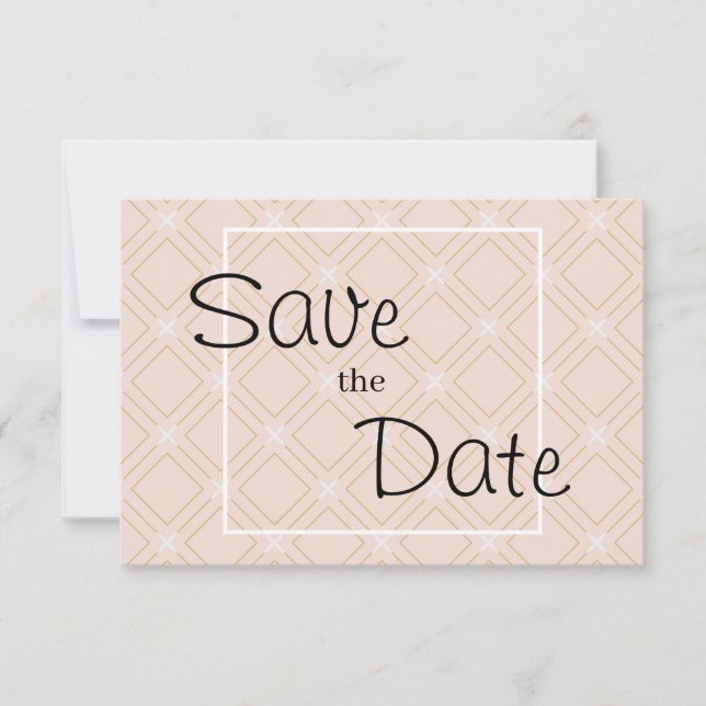 Save The Date Pêche pastel et géométrique doré (Devant)