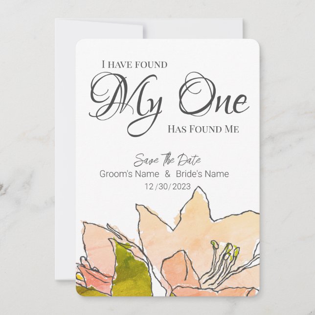 Save The Date Pêcher Mariage Floral Enregistrer La Date (Devant)