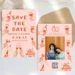 Save The Date Peinture à main Funky Retro Contemporain<br><div class="desc">Peinture à main Funky Retro Contemporain Enregistrer la date</div>