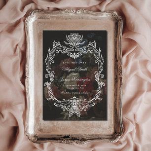 Save The Date Peinture de fleurs vintage sombres romantiques pou