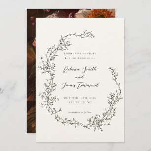 Save The Date Peinture de la couronne botanique Mariage d'olivie