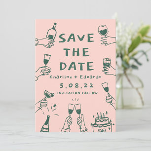 Save The Date Peinture manuelle Funky Rétro Contemporain 