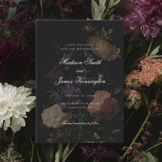 Save The Date Peinture Romantique de Fleurs Humeur Sombre pour M (Créateur téléchargé)