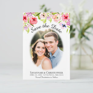 Save The Date Pensées à l'aquarelle, Fleurs sauvages & Photo de