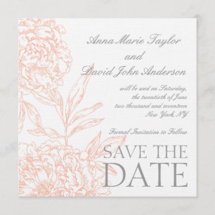 Save The Date Peonies De Corail Vintage Enregistrer La Date