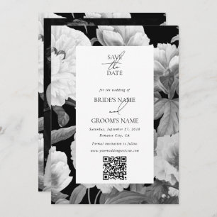 Save The Date Peonies noires et blanches Photo Mariage Floral