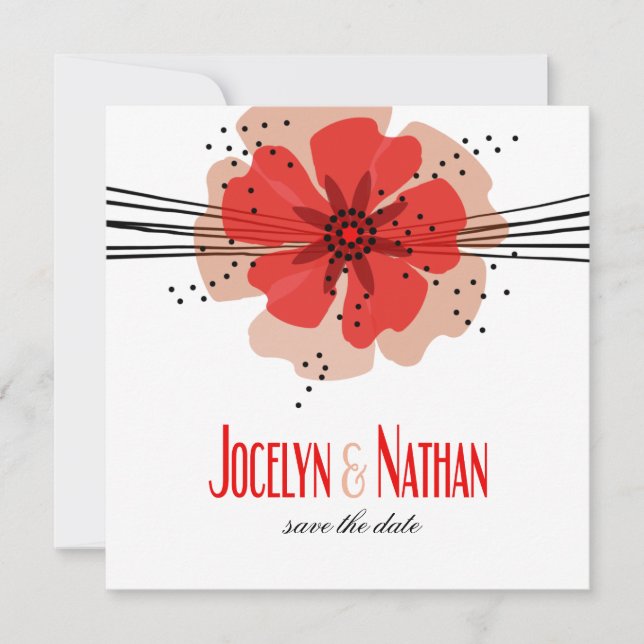Save The Date Pepper Poppies Enregistrer la date rouge (Devant)